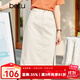 betu百圖女裝牛仔半身裙高腰A字修身包臀女式中長(cháng)款裙子2107T46 杏色 M