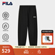 FILA 斐樂(lè )男女針織長(cháng)褲25秋季新款休閑寬松收口情侶款運動(dòng)褲加絨保暖 【加絨版】正黑色-BK M 170/80A/M