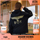 BOY LONDON【黃金法則】秋季男女同款外套刺繡連帽開(kāi)衫衛衣N06901 黑色 M