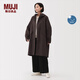 無印良品（MUJI）女式 不易沾水防紫外線風帽長大衣 防曬風衣女裝25年早秋 深棕色 L （165/88A）