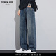 DEREK JEFF 戴里克.杰夫牛仔褲男士舒適秋冬新款男生闊腿褲潮流高街寬松直筒褲子男款 懷舊藍色A 【官方正品】 33