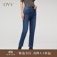 OVV2023秋冬新款女裝經(jīng)典舒適高腰保暖加絨經(jīng)典牛仔鉛筆褲 牛仔藍（凈色）A2 24