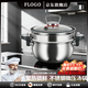 FLOGO弗洛戈德國品牌微壓湯鍋多功能不銹鋼無(wú)涂層蒸鍋燃氣電磁爐燉煮鍋 新款【微壓鎖鮮 7L大容量】+2層蒸格 26cm 7L
