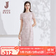 經(jīng)典故事（JANE STORY）2024新款高端紅色水溶蕾絲連衣裙女夏季氣質(zhì)長裙法式修身蕾絲裙子 粉色 S