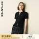 顏域黑色短袖針織開衫女夏裝2025新款薄款顯瘦通勤氣質(zhì)小外套上衣 黑色 2XL