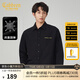 卡賓（CABBEEN）【高級(jí)感】金線刺繡長(zhǎng)袖襯衫男2024秋季新款寬松彈力潮牌襯衣 煤黑色01 XL /180/52