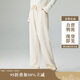 茵曼加厚燈芯絨雪尼爾闊腿褲女冬季高腰時(shí)尚直通休閑褲子 珍珠白 S 