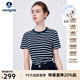Navigare意大利小帆船短袖T恤女夏季純棉條紋體恤衫時(shí)尚顯瘦圓領(lǐng)百搭汗衫 海軍藍/白 L