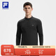 FILA 斐樂官方男子針織長袖上衣2025冬季健身運(yùn)動(dòng)加絨基礎(chǔ)長T