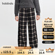 巴拉巴拉balaOne童裝女童加絨直筒兒童褲子2025冬裝復古格紋209425108003