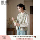 香影新中式國風(fēng)馬甲女2025秋季新款盤(pán)扣印花寬松疊穿外搭復古上衣 卡其色 M