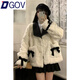 DGOV西裝領(lǐng)小香風(fēng)毛絨外套女2026新款冬季加絨加厚白色羊羔毛棉衣棉服 白色 S 80-95斤