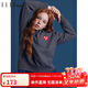 ELLE KIDS學(xué)院風(fēng)愛(ài)心繡標針織套裝女童秋裝翻領(lǐng)毛衣 灰色 165/M 