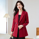 可蓓兒紅色休閑西裝外套女2025新款春季百搭顯瘦氣質(zhì)通勤西服上衣 3XL