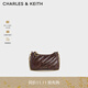 CHARLES&KEITH25冬新品多背法鏈條腋下包斜挎包女CK2-80151347-3 Distressed Coffee咖啡色 M