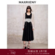 MAXRIENY法式宮廷復(fù)古風(fēng)拼接蕾絲絲絨連衣裙冬季新款收腰裙子 黑色 M 02