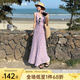 西遇法式波點連衣裙女2025年夏季新款海邊度假旅游收腰v領(lǐng)吊帶裙 粉色 L (165)