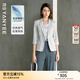 顏域灰色休閑西裝外套女2025夏季新款簡(jiǎn)約顯瘦七分袖正裝氣質(zhì)西服 淺灰 L