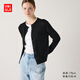 優(yōu)衣庫女裝精紡美利奴羊毛圓領(lǐng)針織開(kāi)衫長(cháng)袖通勤469411 09 黑色 3XL