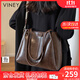 viney牛皮斜挎包包女包大容量托特包通勤生日禮物送女友老婆 【咖色】高級感實(shí)用品牌單肩大包 時(shí)尚百搭輕奢手提腋下包