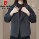 皮爾卡丹（pierre cardin）2025秋冬新款毛呢大衣女短款氣質高級感外套小個子大碼中年媽媽 B1779-碳灰色 2XL 【建議125-140斤】