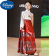 迪士尼（Disney）2024夏季新款女童馬面裙套裝兒童中國風(fēng)斜襟上衣明制印花漢服套裝 紅色立領(lǐng)全套 140（不含項鏈）