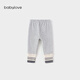 babylove嬰幼兒加絨打底褲秋冬保暖褲子拼接彈力褲寶寶百搭休閑褲 淺麻灰 80