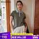 Olrain歐芮兒撞色波浪邊polo領(lǐng)設計感T恤女夏季2025新款短袖上衣 灰色 M