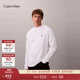Calvin KleinJeans25秋季新款男士休閑通勤ck刺繡純棉寬松打底長(cháng)袖T恤上衣 YAF-月光白 M