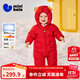 迷你巴拉巴拉男女童羽絨連體衣高標90絨寶寶時(shí)尚洋氣爬服哈衣三防保暖外套 中國紅60611-高標90絨 90 cm