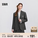 森馬西裝外套女中長(zhǎng)款學(xué)院風(fēng)2025春寬松灰色休閑西服109125111001