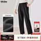 MsShe【超柔絨加厚直筒褲】大碼女裝2025秋冬裝胖mm刺繡錐形長(cháng)褲 黑色25年11月20日到貨 2XL