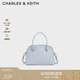 CHARLES&KEITH25秋季新品扭結手提簡(jiǎn)約托特包貝殼包生日禮物CK2-30782706 Sea Salt Blue海鹽藍 S