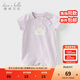 戴維貝拉（DAVE＆BELLA）夏天薄款嬰兒衣服新生兒夏季短袖連體衣嬰幼兒包屁衣寶寶空調服裝 紫色DB2235928-A 90cm （建議身高80-90cm）