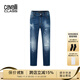 CAVALLI CLASS【雙十一】意式輕奢男裝水洗破洞牛仔褲經(jīng)典男士牛仔褲長(cháng)褲 藍色 32