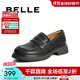 百麗（Belle）牛皮舒適樂(lè )福鞋女商場(chǎng)同款休閑單鞋C1T1DCA4 黑色 36 (230mm)