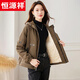 恒源祥杭州意法風(fēng)衣女2025秋冬新款寬松減齡加絨加厚短外套夾棉二棉上衣 咖色 內里 加絨 L 建議115-128斤