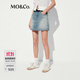 MO&Co.牛仔裙褲夏中低腰洗舊磨白棉質(zhì)牛仔短褲M(mǎn)BE2SOTT07 牛仔藍色 S /S