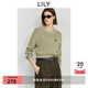 LILY敦煌系列2025秋新款設(shè)計感復(fù)古花紗開衩短款圓領(lǐng)針織衫女毛衣 315松石綠 M