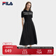FILA 斐樂(lè )官方女裝連衣裙2025夏新款時(shí)尚休閑簡(jiǎn)約修身短袖連身裙子 正黑色-BK S 160/80A/S
