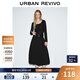 UR秋季新款女裝法式氣質(zhì)赫本風(fēng)顯瘦長(cháng)袖連衣裙UYV740012 黑色 M