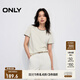 ONLY2025夏季新款隨性簡約圓領拼接刺繡顯瘦正肩T恤女|125201004 A01香草奶油白 M