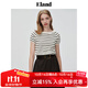 ELAND衣戀一字領(lǐng)條紋毛衣女純棉收腰顯瘦短袖針織衫T恤夏新款 象牙白/白色(39)Ivory S 160
