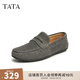他她（TATA）一腳蹬樂(lè )福鞋男士豆豆鞋商務(wù)休閑皮鞋男鞋子秋季NES01AM4 灰色 41