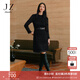 玖姿·安娜蔻優(yōu)雅溫柔氛圍感重工亮片壓褶中長連衣裙女2025春季新款 素黑 XL