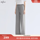 伊芙麗（eifini）蔣欣代言【早八神褲】高品質(zhì)顯瘦通勤拖地長(cháng)褲2025新款褲子 淺灰 常規版 M 105-115斤