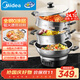 美的（Midea）電蒸鍋 電炒鍋電煮鍋電火鍋多功能鍋家用蒸煮炒一體電鍋蒸蛋器24.1L多用途鍋全鋼0涂層MZ-ZGC36G02