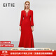 愛(ài)特愛(ài)（EITIE）氣質(zhì)V領(lǐng)手工釘鉆魚(yú)尾禮服連衣裙2025秋冬新款輕奢宴會(huì )女裝7977619 蒲粉66 2XL (175)