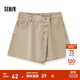 森馬（Semir）森柔牛仔|森馬牛仔褲女不對稱(chēng)裙褲甜酷小眾夏季個(gè)性寬松短褲高街 咖色調00355 L