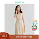 茵曼（INMAN）【商場(chǎng)同款】醋酸吊帶裙2025夏季女裝新品捏褶收腰A字長(cháng)裙子 淡卡其 M